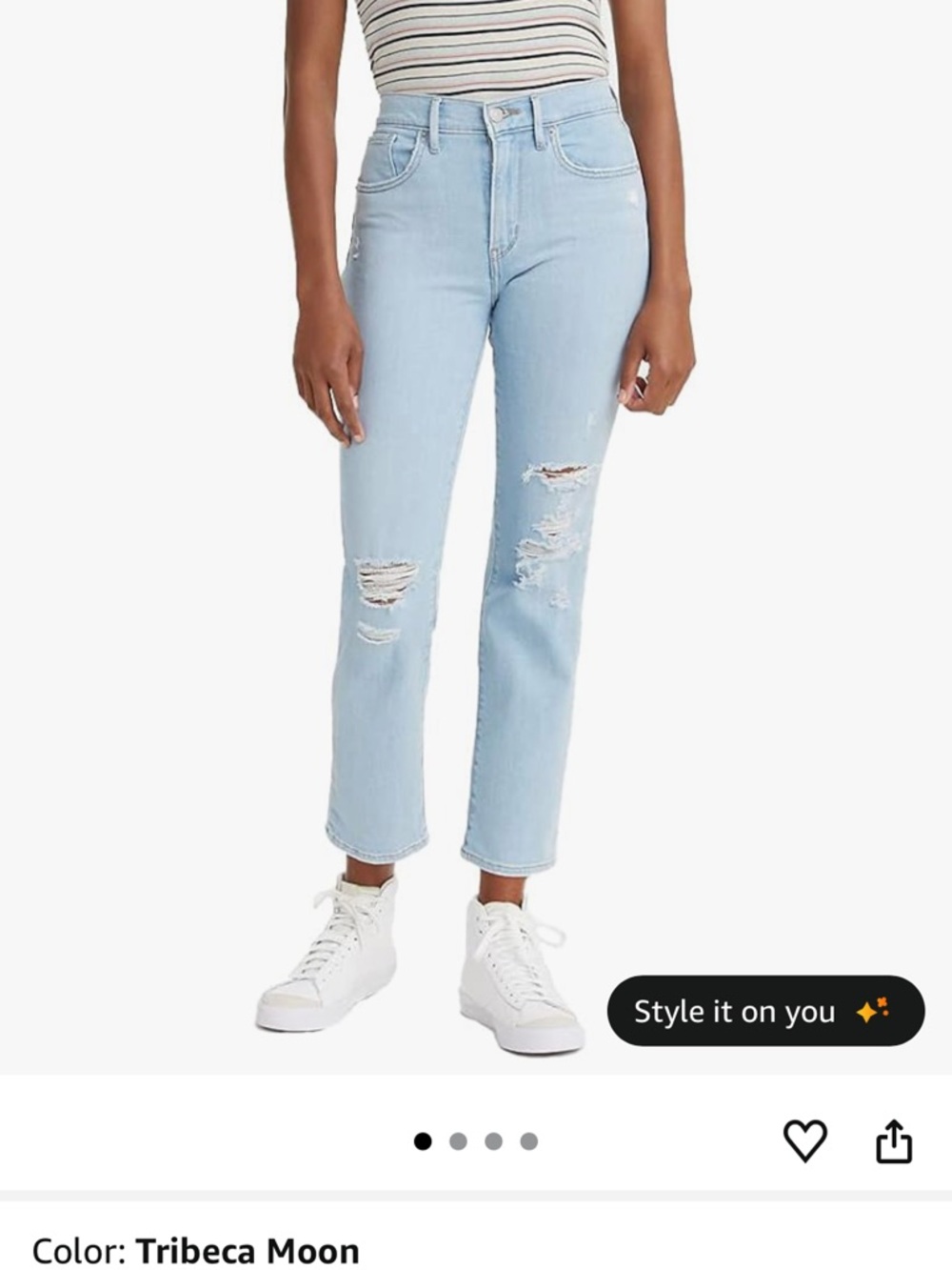 Levi's Light Blue Ripped Boyfriend Jeans